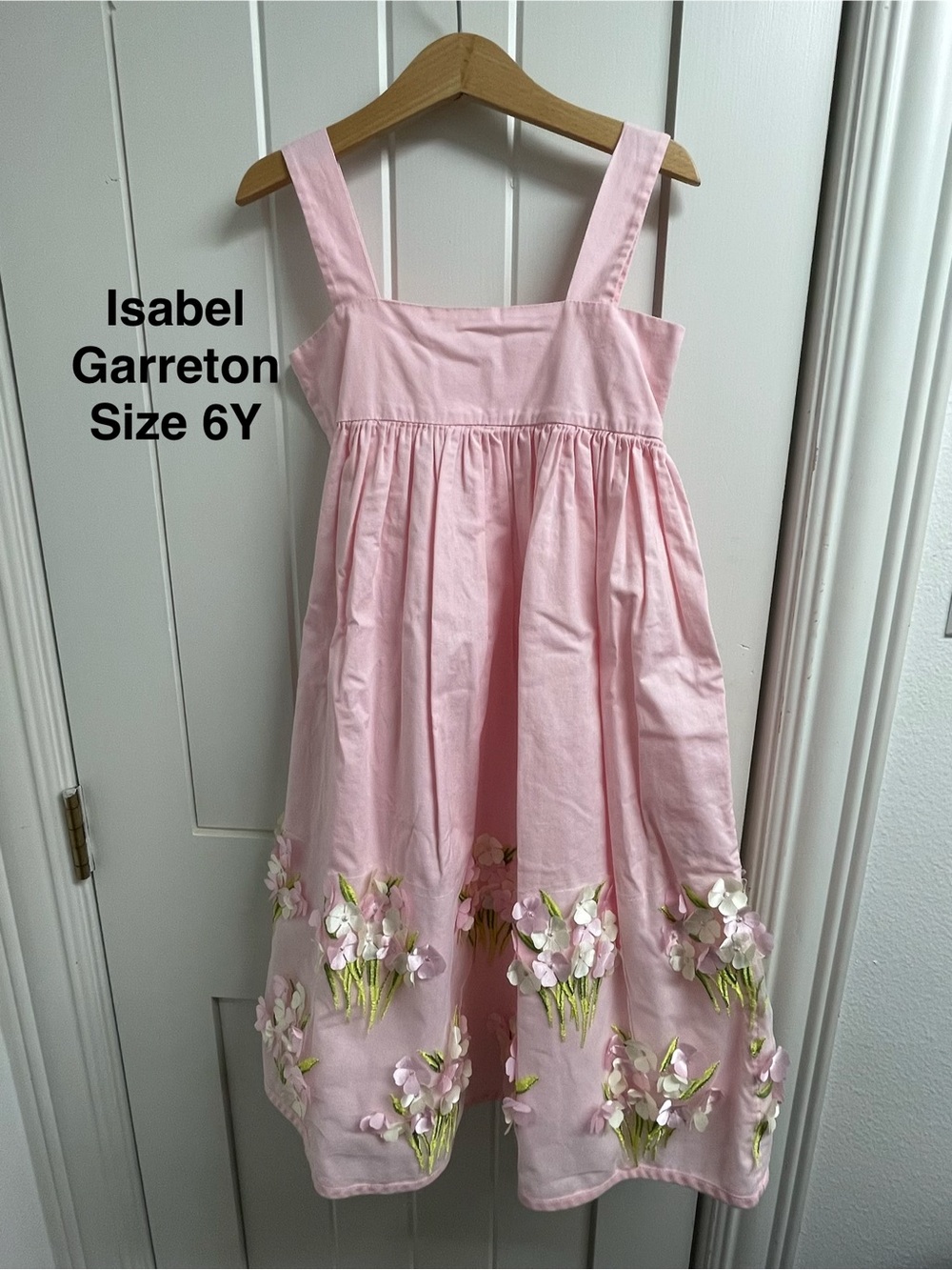 Isabel Garreton Light Pink Floral Appliqué Girls' Party Dress